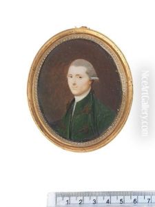 A Gentleman, Wearing Green Coat With Brown Lace And Buttons, White Chemise, Stock And Lace Cravat, His Powdered Wig Worn En Queue by Giovanni Marras