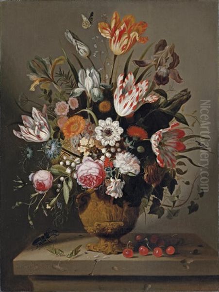 Tulips, Irises, Roses, Columbine, Love-in-a-mist, Lily Of The Valley And Other Flowers - view 1
