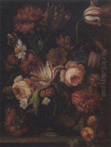 Bouquet De Fleurs Sur Un Entablement