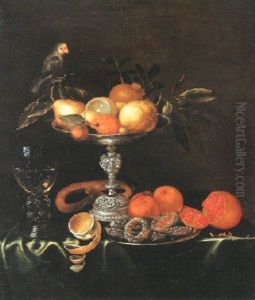 Nature Morte Avec Verre Romain, Tazza D'argent, Fruits Et Patisseries Nature Morte Avec Verre Romain, Tazza D'argent, Fruits Et Patisseries
