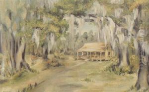 Louisiana Landscape With Cabin And Moss-laden Live Oaks by Peter Joseph Lawrence Mars