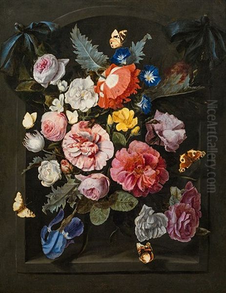 Bouquet Of Flowers With Butterflies - view 1