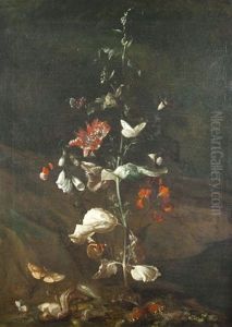 Blumenstilleben Mit Insekten Und Reptilien by Otto Marseus van Schrieck