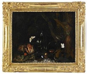 Skogsbild Med Ormar, Fjarilar Och Svampar by Otto Marseus van Schrieck