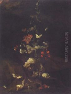 Grosse Distel Mit Reptillen Und Schmetterlingen