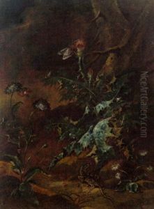 Waldstuck Mit Eidechsen Und Schmetterlingen