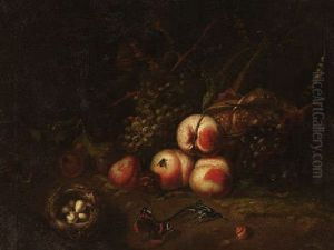 Stilleben Mit Obst, Trauben, Vogelnest, Eidechse Und Schmetterling