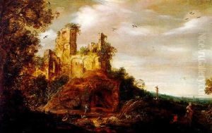 Landscape With Ruins With Shepherds And A Cavalier On Horseback