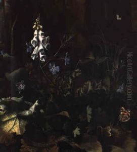Plantes, Fleurs, Papillons, Reptile Et Grenouille by Otto Marseus van Schrieck