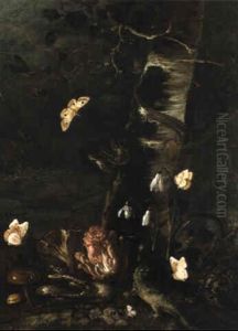 Waldstilleben Mit Schlangen Echse, Insekten Und Pilzen