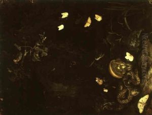 Nocturnal Still Life With Snakes, Toad, Mushrooms And Insects by Otto Marseus van Schrieck
