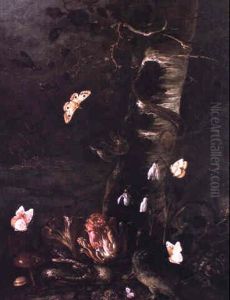 Nature Morte Aux Fleurs Et Animaux Dans Un Sous-bois