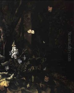 Plantes, Fleurs, Papillons, Reptile Et Grenouille by Otto Marseus van Schrieck
