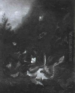 Nature Morte Au Serpent Et Aux Papillons by Otto Marseus van Schrieck