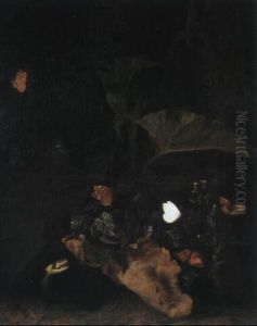 Stilleben Mit Kohlweisling Und Schlange by Otto Marseus van Schrieck