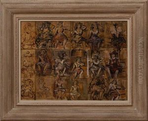 Seated Subway Figures by Reginald Marsh