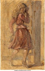 Woman In A Red Dress (double-sided Work) by Reginald Marsh