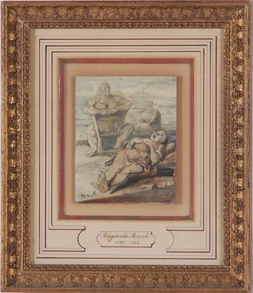 Three Figures On Dock - view 1