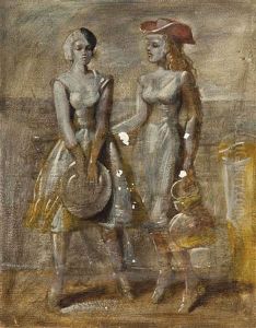 Untitled (two Elegant Women) (recto); Untitled (figure Study) (verso) by Reginald Marsh