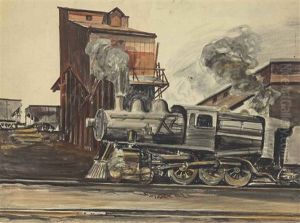 Untitled (locomotive) by Reginald Marsh