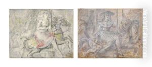 Untitled (study Of A Young Girl On A Carousel) by Reginald Marsh