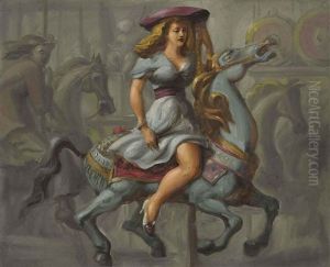 Merry-go-round (recto/verso) by Reginald Marsh