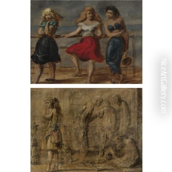 Three Women At The Beach (+ Street Scene; Verso) - view 1