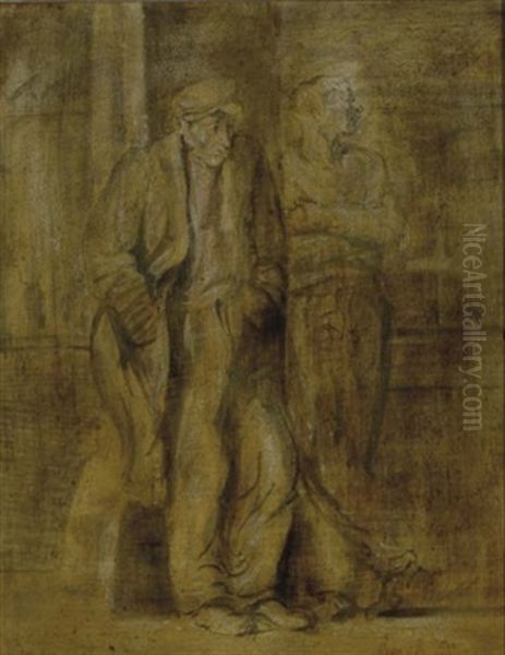 Two Men Standing On A Street Corner - view 1