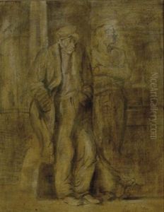 Two Men Standing On A Street Corner by Reginald Marsh