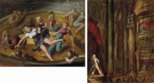 Girls On A Steeplechase Ride (+ Burlesque Dancer, Verso) by Reginald Marsh