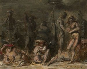 A Day At The Beach - Young Women Strolling (dbl-sided) by Reginald Marsh