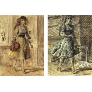 Woman Strolling (+ Another, Watercolor, Verso) by Reginald Marsh