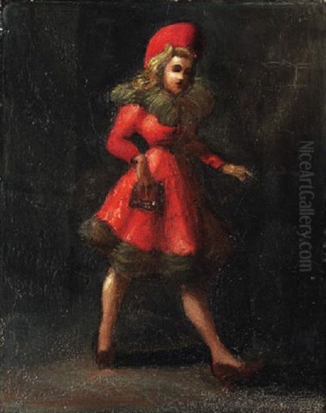 Woman With Red Coat And Hat - view 1