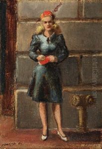 Woman In Blue Dress by Reginald Marsh