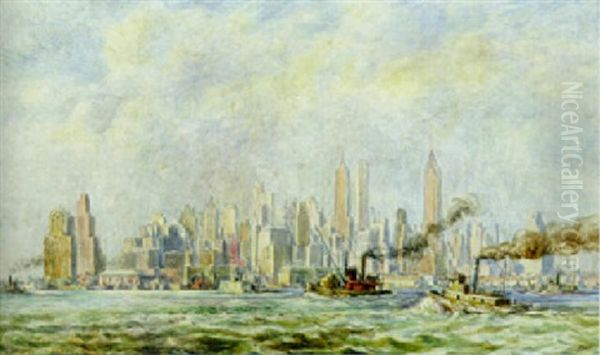Tugs And The New York Skyline - view 1