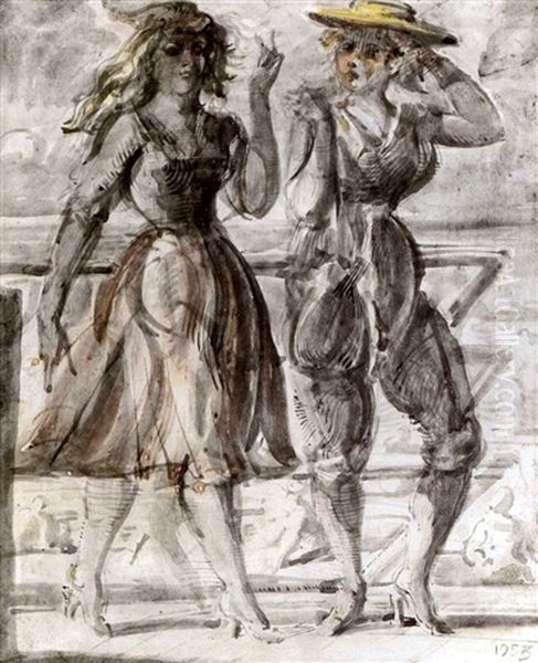 Beach Scene/women Walking - view 1