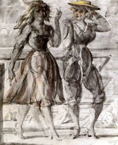 Beach Scene/women Walking by Reginald Marsh