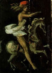 Lady On Carousel Horse by Reginald Marsh
