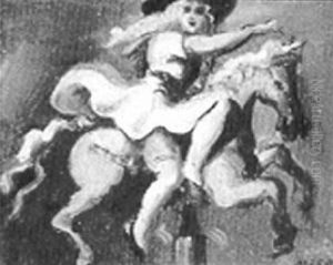 Girl On Carousel by Reginald Marsh