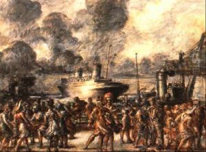 Down At The Docks, Hudson River by Reginald Marsh
