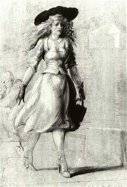 Young Woman Walking By A Stoop - view 1