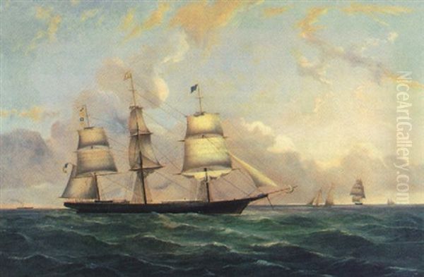 American Clipper Ship "lighfoot" Flying The Flag Of Howe - view 1