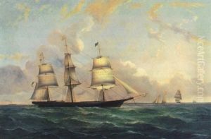 American Clipper Ship "lighfoot" Flying The Flag Of Howe