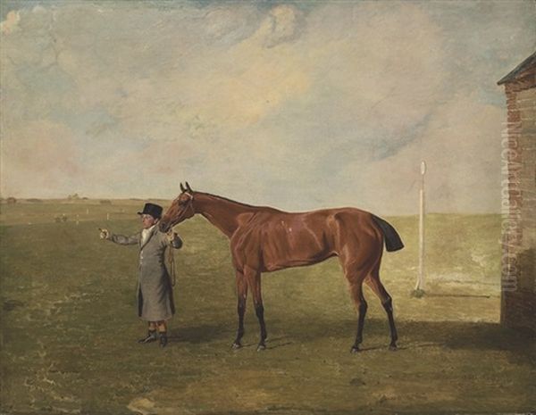 The Hon. George Watson's Neva Held By A Groom, At Newmarket - view 1