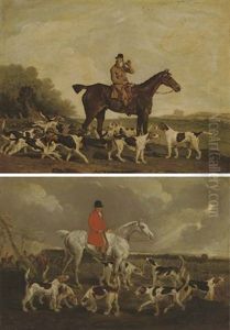 The 3rd Earl Of Darlington And His Foxhounds (+ The Berkeley Hunt: Thomas Oldaker On His Favourite Horse "brush", Larger; Pair) by Benjamin Marshall