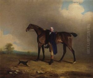A Gentleman With A Bay Hunter And Terrier In A Landscape