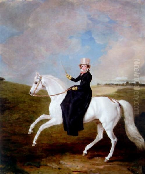 Portrait Of Mary Musters On A Grey Horse - view 1