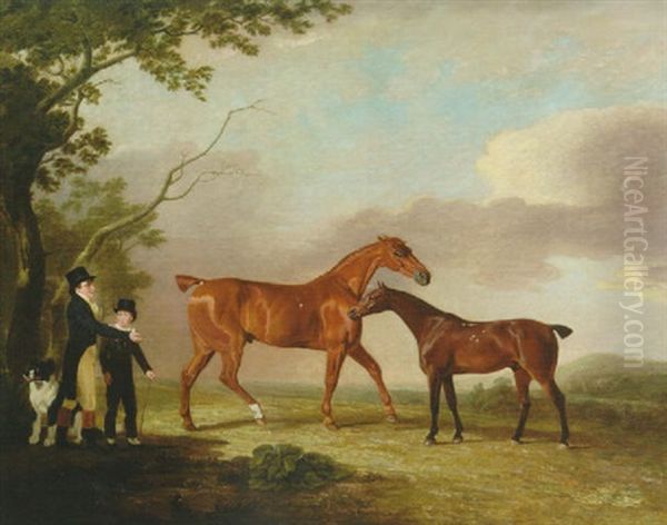 Lord Barrington With His Favorite Hunters - view 1