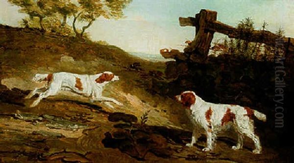 Two Spaniels In A Landscape - view 1