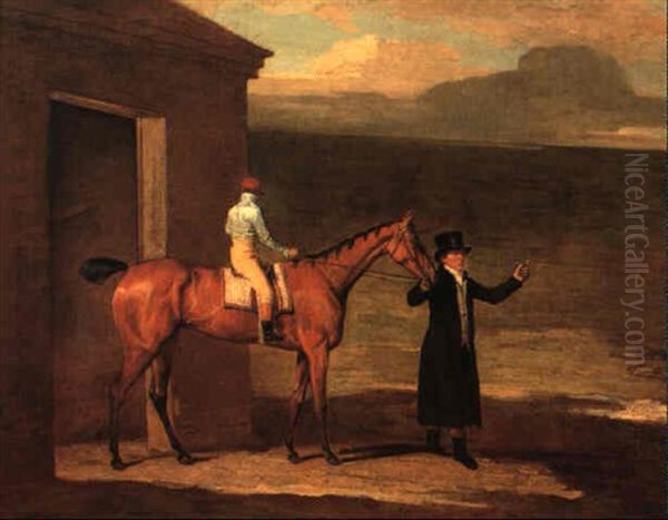 Lord Stawell's Racehorse 'mockingbird' Exiting A Rubbing Down House - view 1